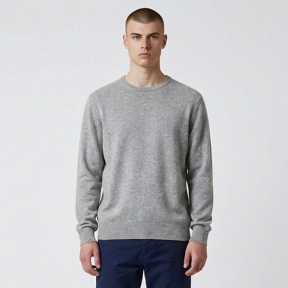 M&S Autograph Pure Cashmere Sweater Mens XL Light Grey Crew Neck Pullover